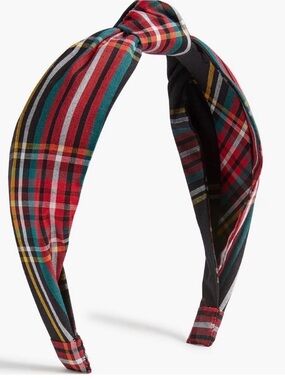 J Crew Knotted Headband Black Stewart Tartan